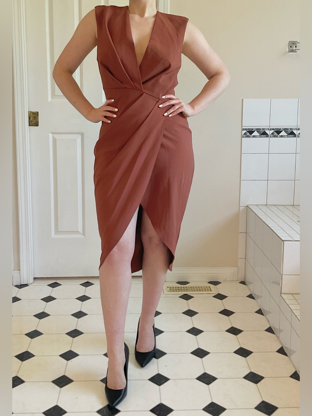 ASOS Rust Wrap Tulip Midi Dress